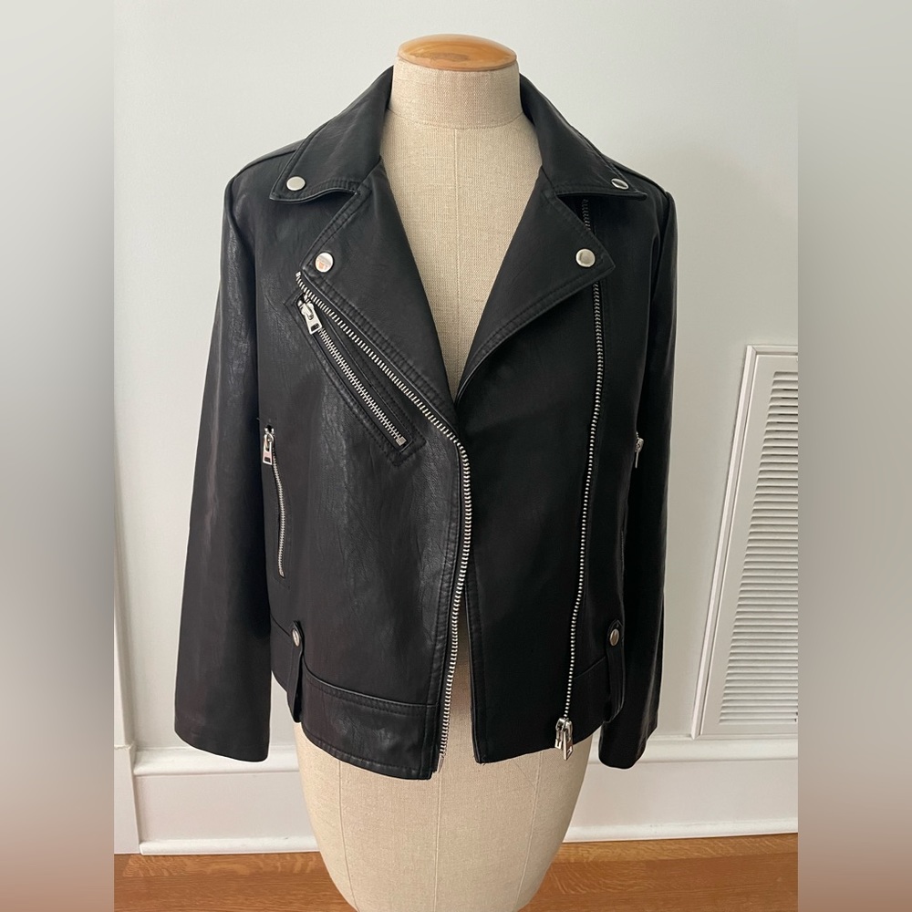 Topshop Faux Leather Moto Jacket